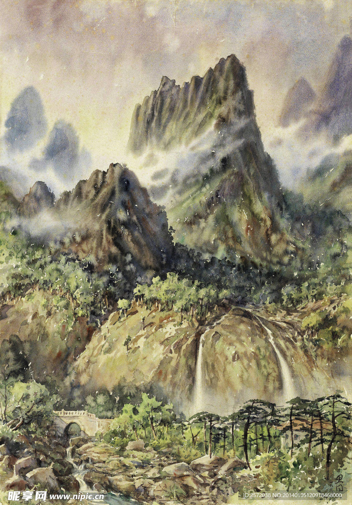 黄山人字瀑布