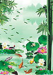 荷花戏鲤鱼