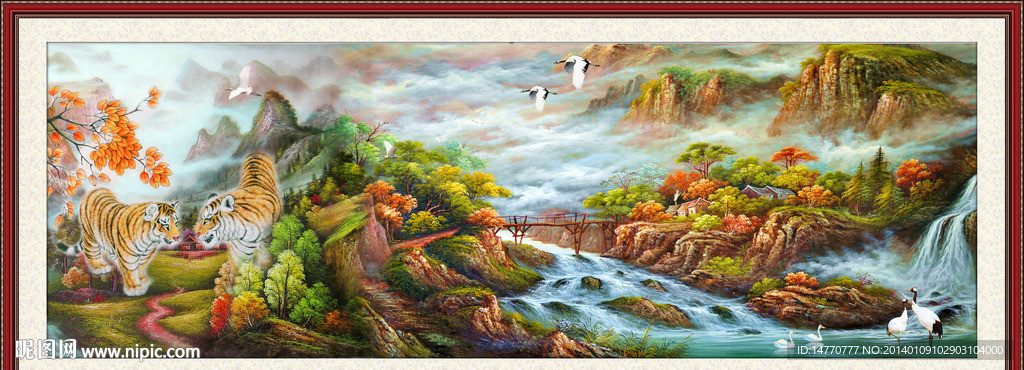油画风景 老虎