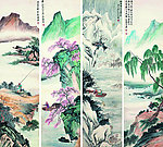 山水四屏