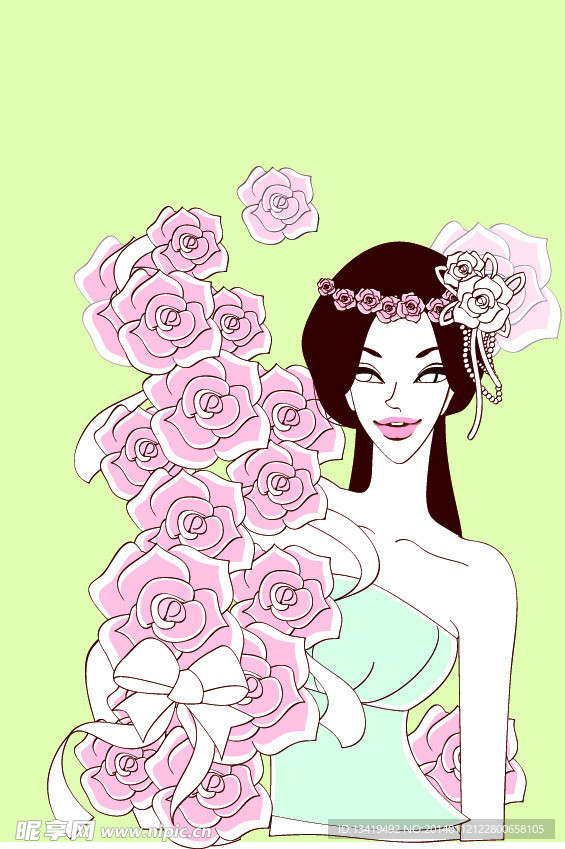 美女与花