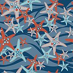 卡通海星水波花纹底纹
