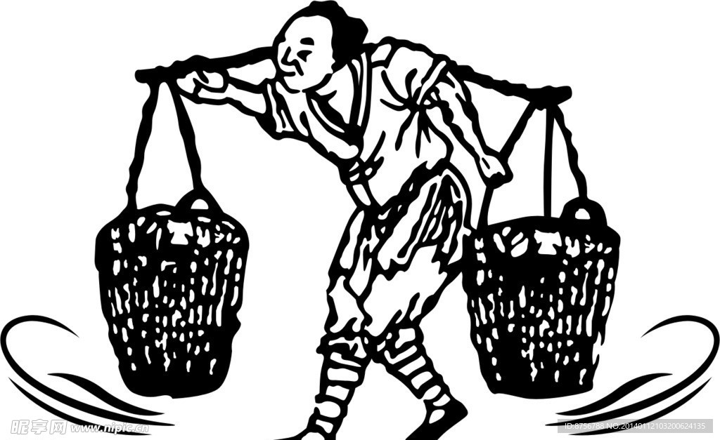 挑担人物
