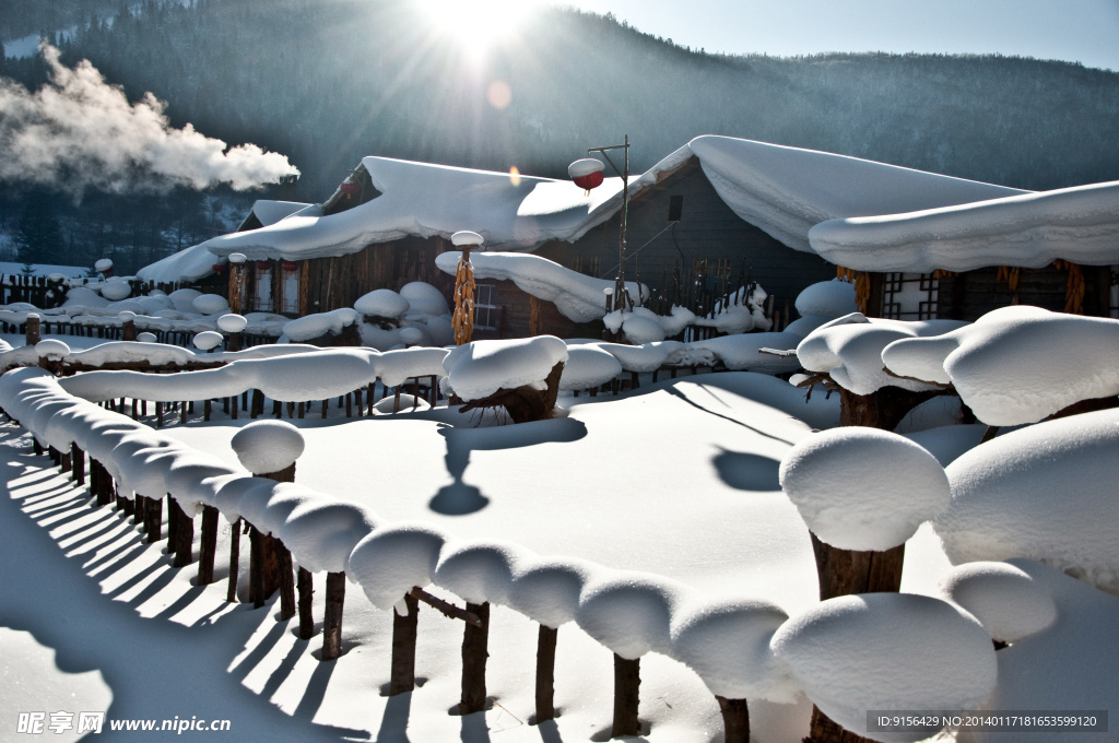 东北雪景村庄