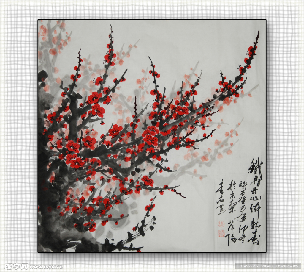 青石国画梅花