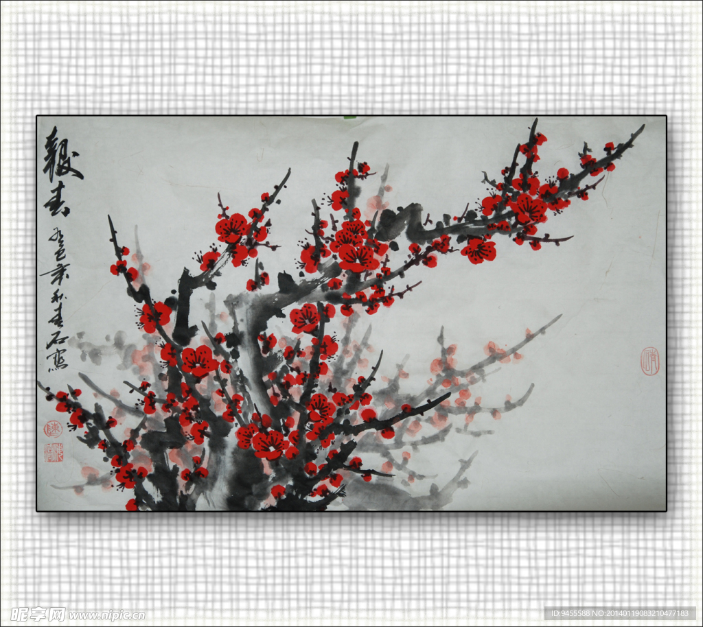 青石国画梅花
