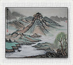 青石国画山水