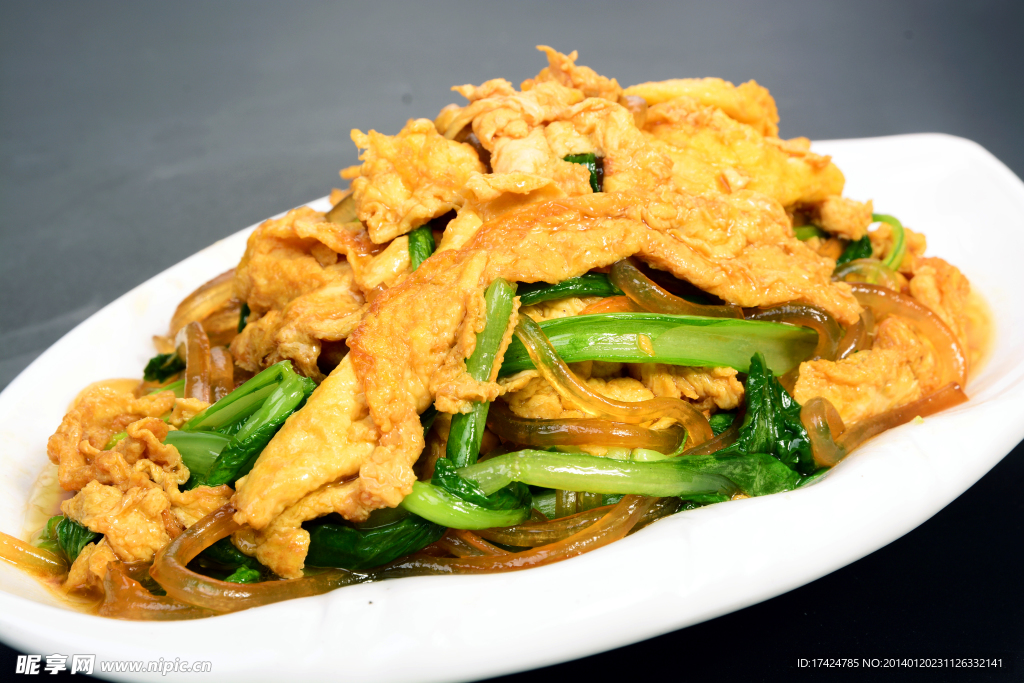 小白菜笨鸡蛋炒粉