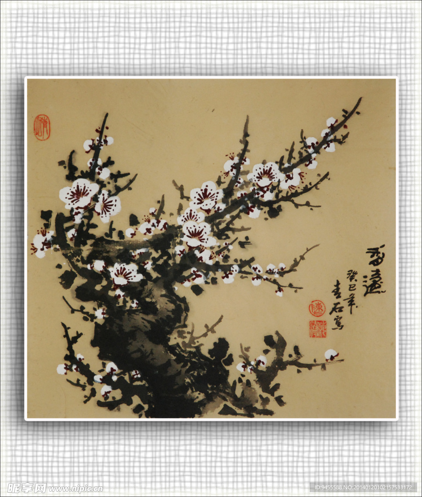 青石国画梅花