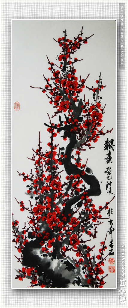 青石国画梅花