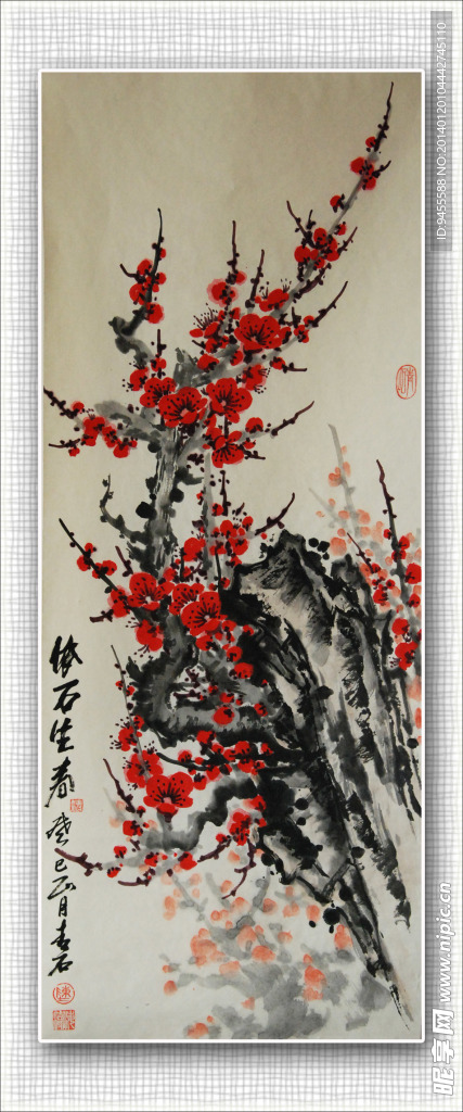 青石国画梅花