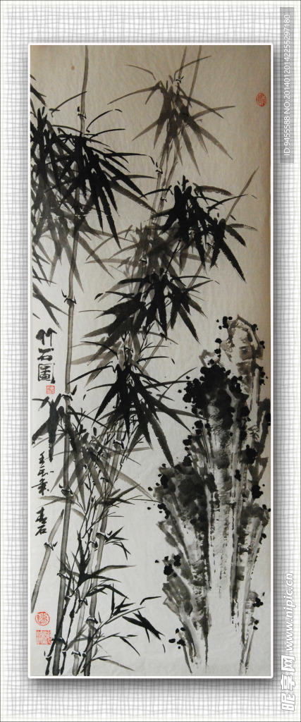 青石国画竹子