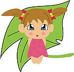 绿叶卡通女孩
