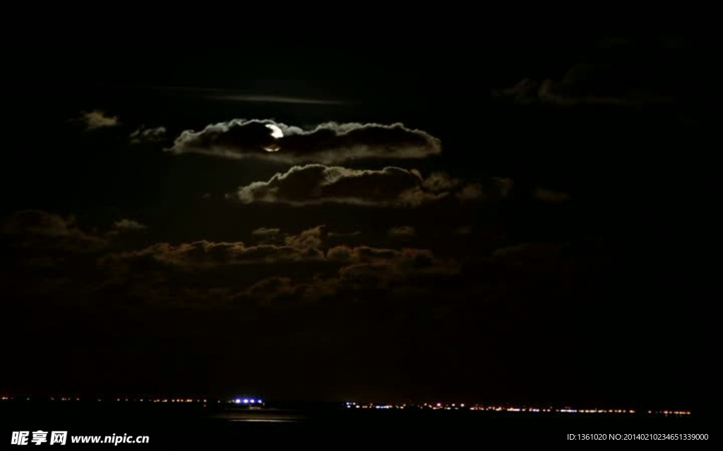 夜景月亮风景画视频