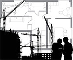 城市建筑工地剪影