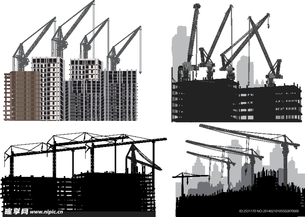 城市建筑工地剪影