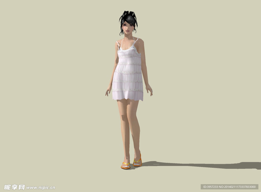 美女站式3D模型