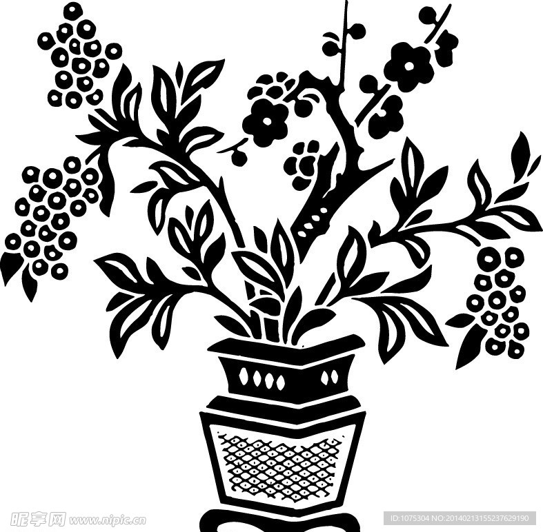 矢量花瓶花卉纹样