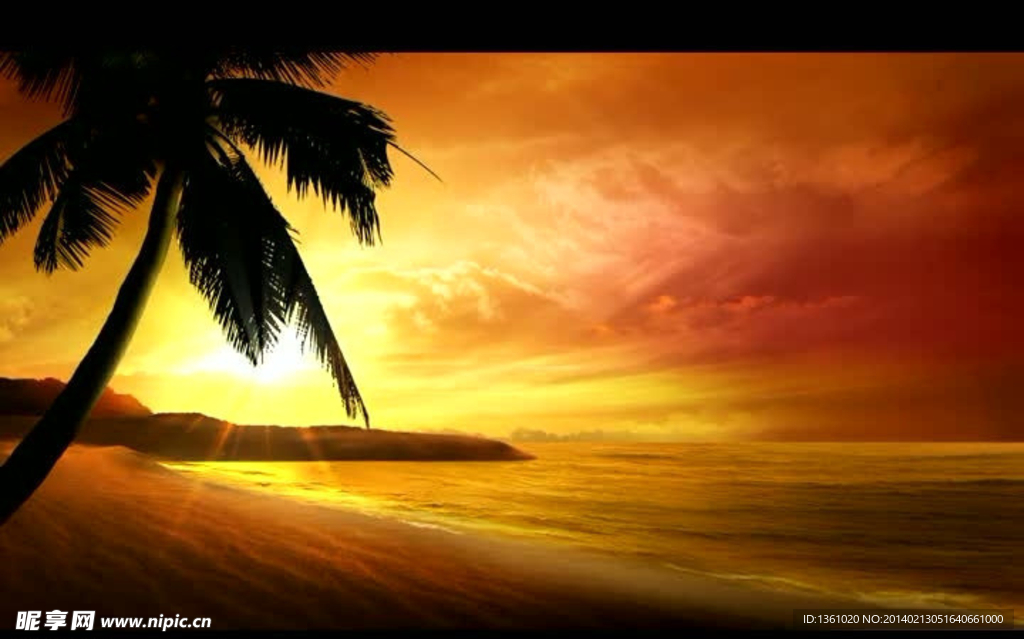海滩夕阳背景视频素材