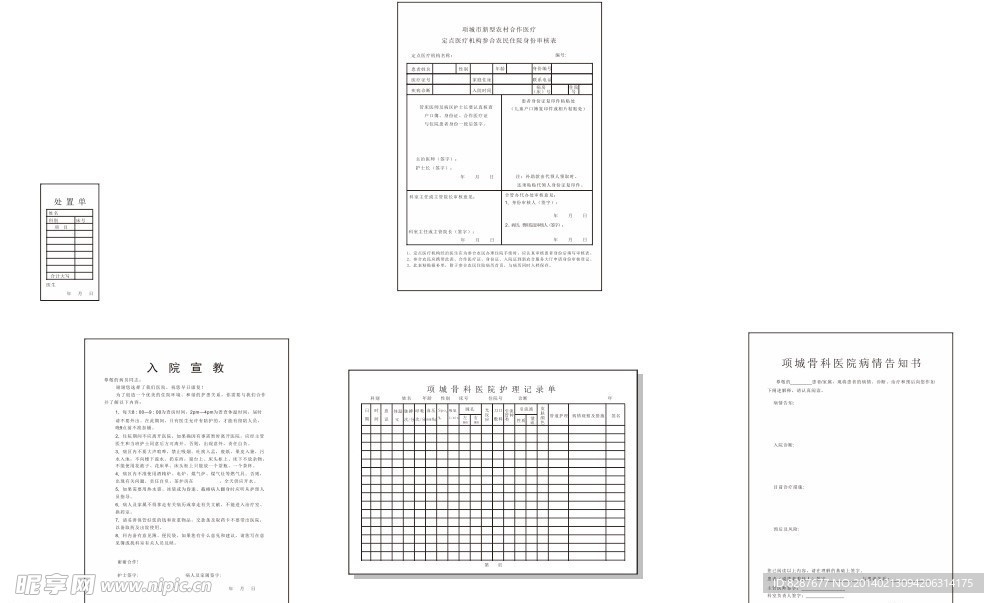医院护理单 农合单