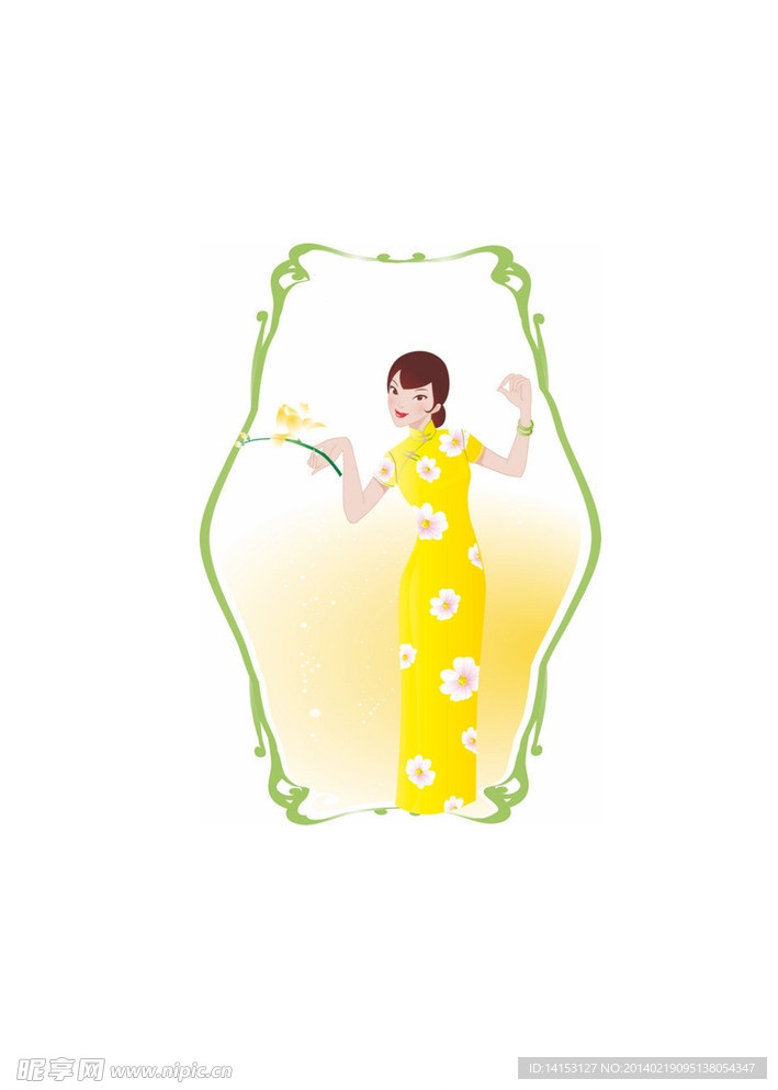 女性与花纹