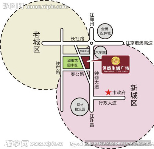 生活广场区位矢量图