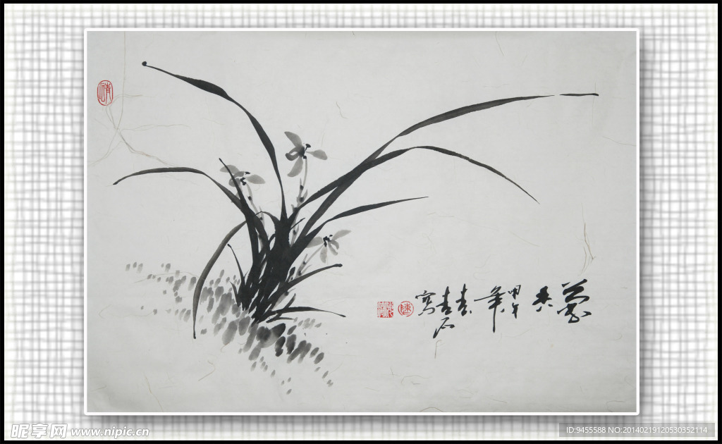 青石国画兰花