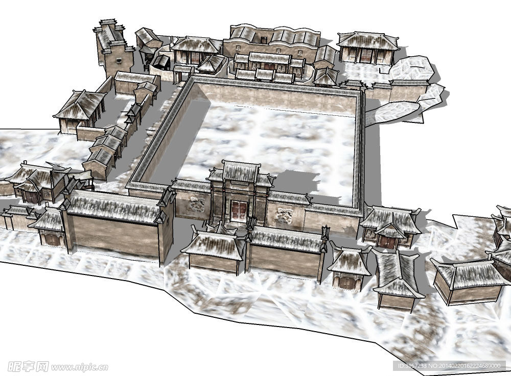 村庄雪景3D模型