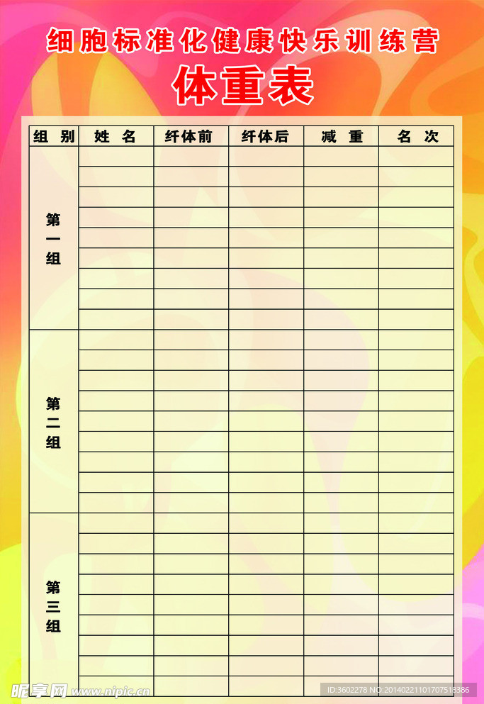体重表