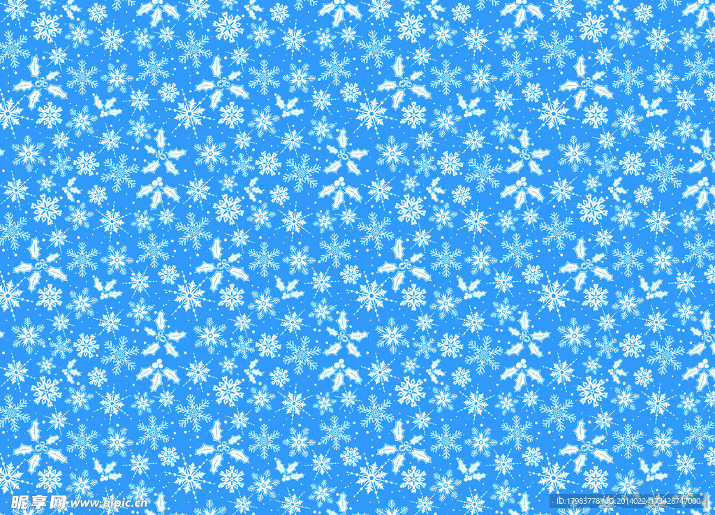 浪漫雪花蓝背景图案
