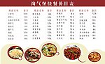 餐饮价目表