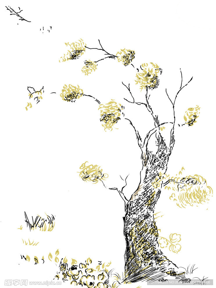 手绘 树素材 描绘（通道分层）
