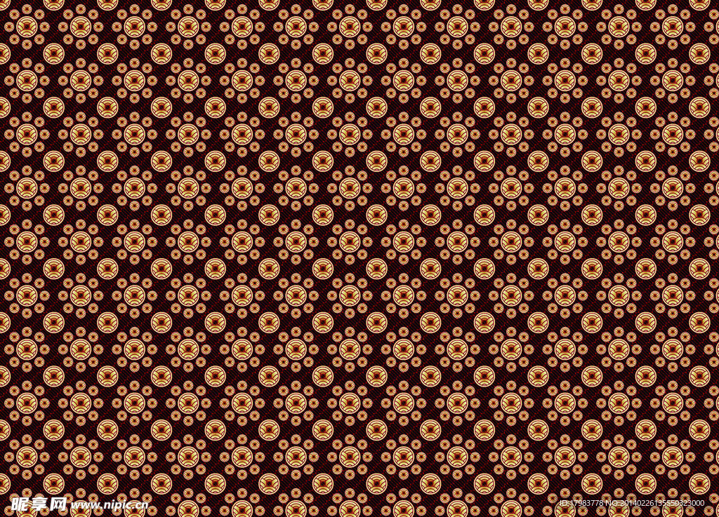 深红铜钱图案背景