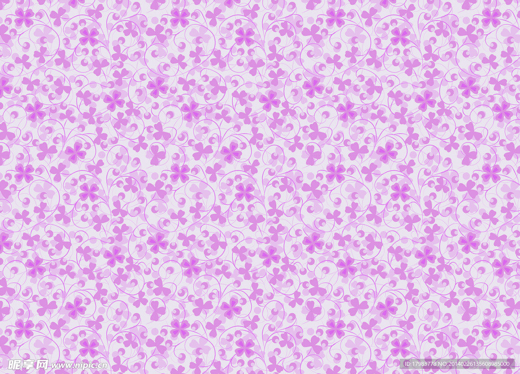 淡紫色四叶花朵图案