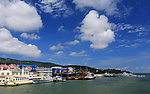 蓝天白云大海威海风景