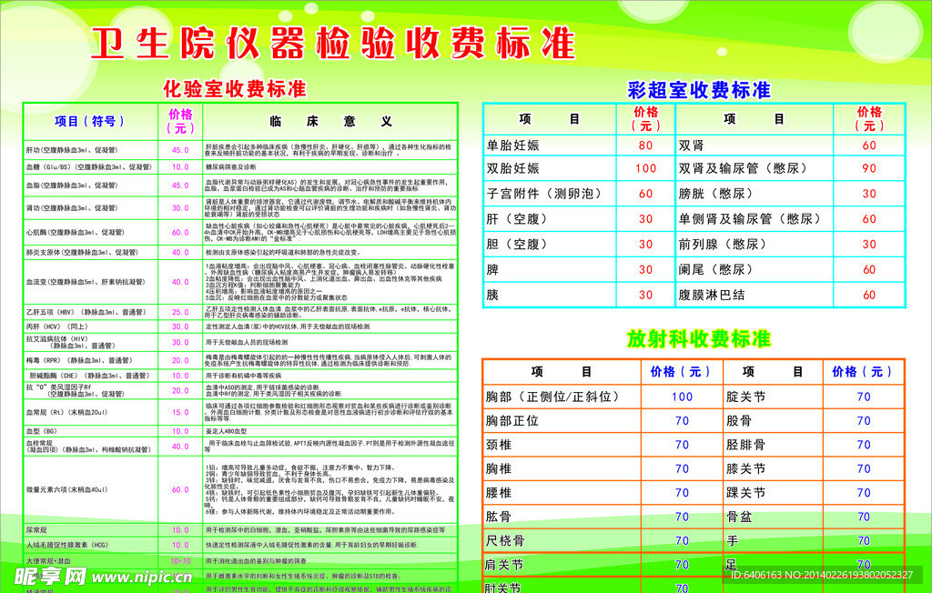 卫生院检验仪器收费标