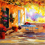 花园景色油画