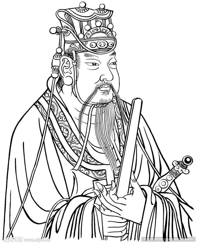 冥神白描图