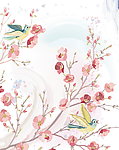 手绘鲜花小鸟