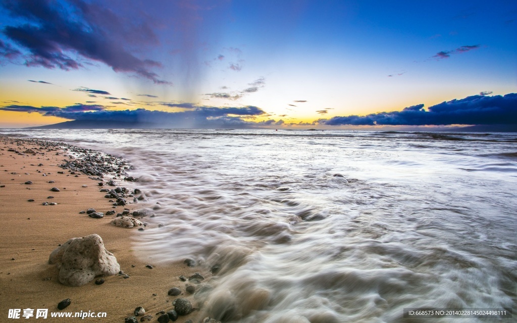 夕阳风景 海滩