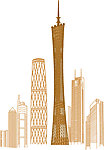 广州城市线描稿