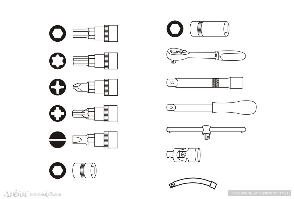 套筒工具矢量图