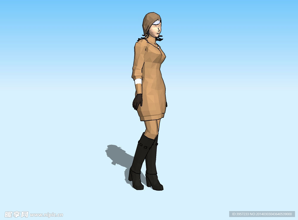 女子站式3D模型