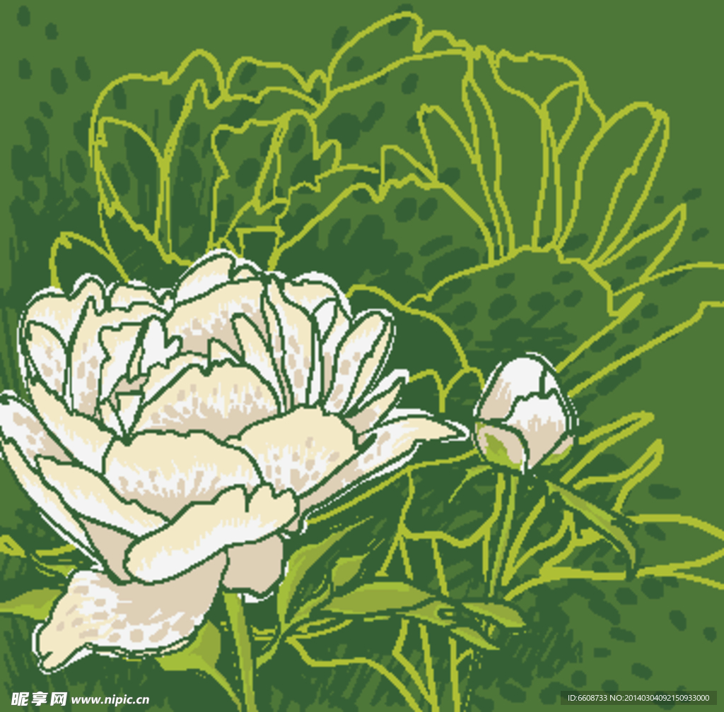 花纹花朵小鸟背景