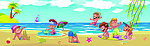 儿童沙滩游玩