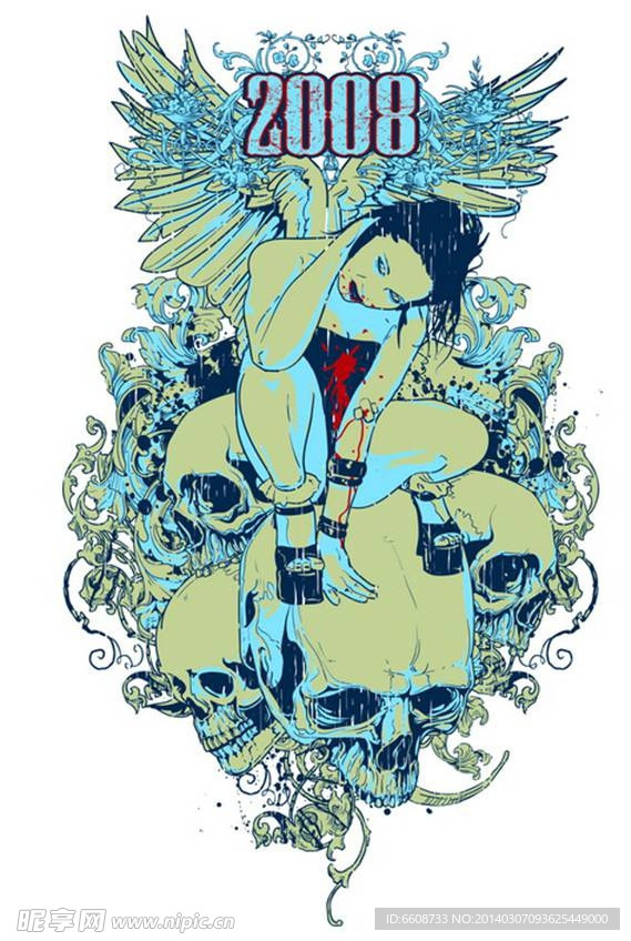 T恤花纹 欧美卡通