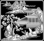 山水人物精雕图