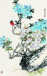 禽栖花枝头