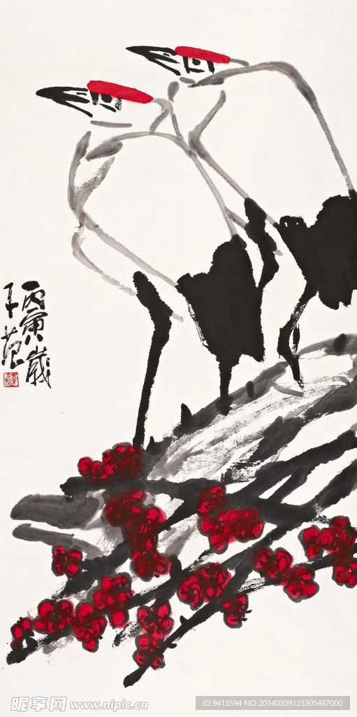 双鹤红梅