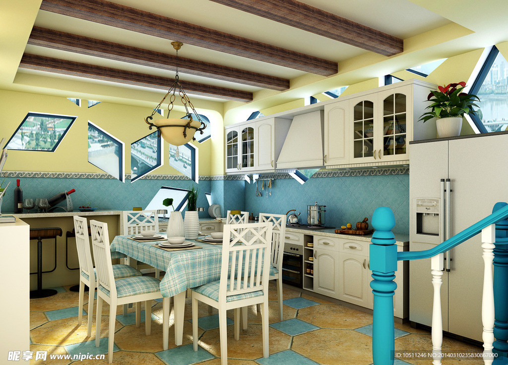 地中海厨房家装设计效果图 – 设计本装修效果图